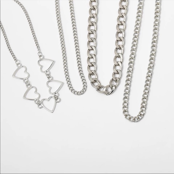 New Silver Heart-shape Multilevel Chain Necklaces - Picture 4 of 4